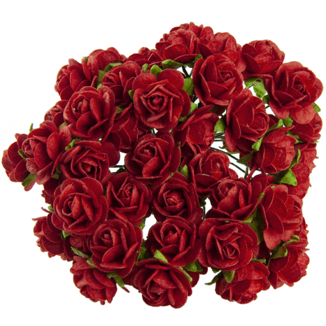 Kwiatki papierowe Wild Orchid Crafts Róże czerwone 20mm, 10szt